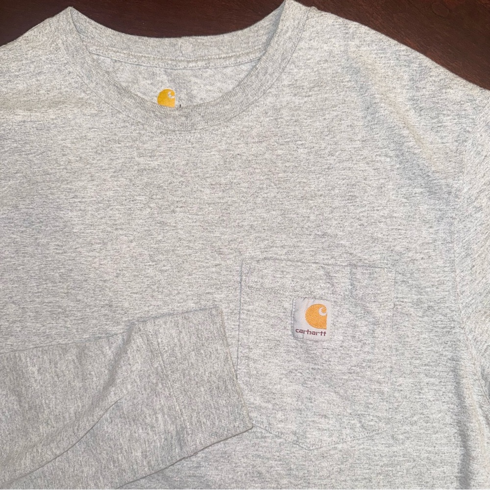 Carhartt Long Sleeve Pocket T Shirt Men’s L Gray Original Fit Logo